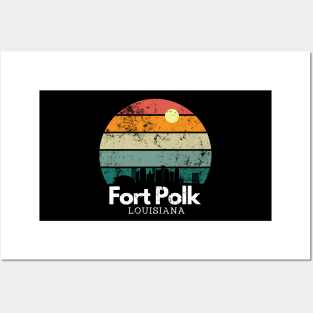 Fort Polk, Louisiana  // Vintage Sunset Skyline Posters and Art